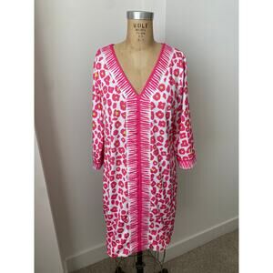 Gretchen Scott Designs Bordertown Dress Wildcat Sheath in Pink & White size M
